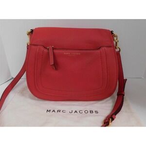 Marc Jacobs Red Pebbled Grain Leather Medium‎ Flap Crossbody Bag